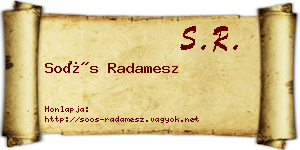Soós Radamesz névjegykártya